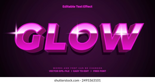 Glow words 3d editable text effect style theme.