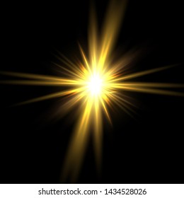 Glow yellow isolated white transparent light effect set, lens flare, explosion, glitter, line, sun flash, spark and stars.
