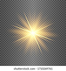 Glow yellow light effect set, lens flare, explosion, glitter, line, sun flash, spark and stars. Abstract special effect element design.