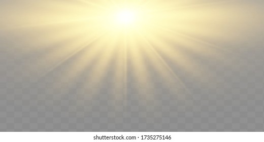 Glow yellow light effect set, lens flare, explosion, glitter, line, sun flash, spark and stars. Abstract special effect element design.