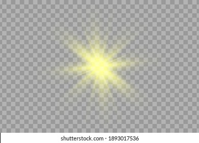 Glow Yellow Light Effect Set, Lens Flare, Explosion, Glitter, Line, Sun Flash, Spark And Stars. Abstract Special Effect Element Design.