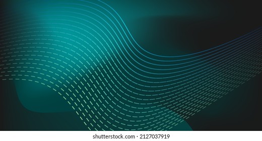 Glow yellow on a dark green background. Depth, broken wavy lines