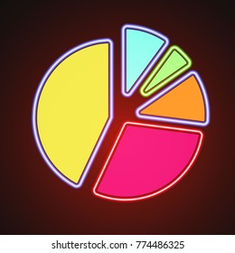 Glowin neon pie chart graph illustration icon
