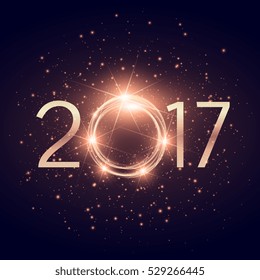 glowing 2017 text with glitter shiny effect