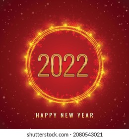 Glowing 2022 new year text colorful card background