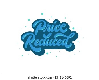 Glowing 3D Blue Bubble Price Reduced Calligraphy with Splas