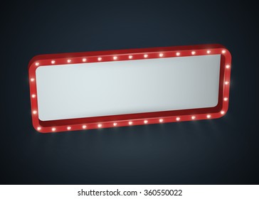 Glowing 3d cinema signboard with light bulbs on the contour. Isolated on black background. Vector illustration, eps 10.