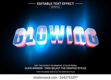 Glowing 3D editable text effect template