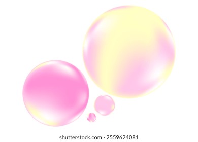 Glowing 3D light pink lip oil droplets or shower gel bubbles isolated, transparent background. Liquid spilled serum blob for natural cosmetic.