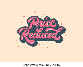 Glowing 3D Pink Bubble Price Reduced Calligraphy with Splash and Yellow Background