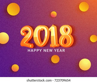 Brillante texto 3D 2018 sobre el fondo rosado y naranja texturado, concepto de Año Nuevo Feliz.