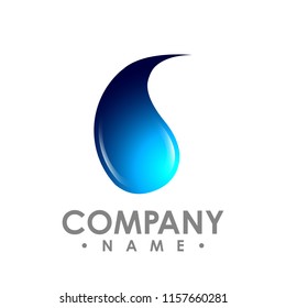 Glowing 3d water drops isolated on blue - white background. graphic design elements, icons or logo. Vector illustration