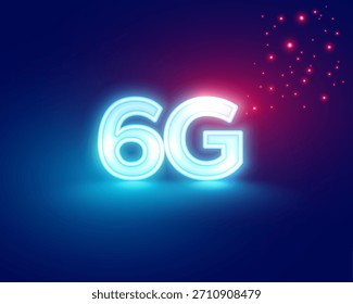 glühender 6g superschnelles Telekommunikationsnetz Tech-Hintergrund Vektor