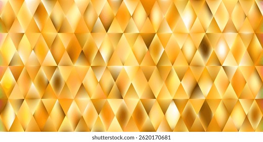 Glowing abstract background. Diamond shaped gradient polygons. Ribbed glass. Luxury golden geometric bg. Seasonal autumn promo warm tones wallpaper. Vector illustration, EPS 10.