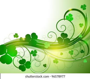 glowing abstract background with leaves clover