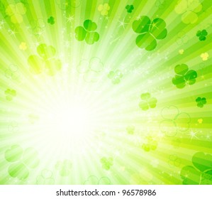 glowing abstract background with leaves clover
