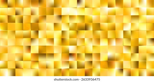 Plano de fundo abstrato brilhante. Vidro com nervuras e polígonos de gradiente quadrado. Luxo dourado geométrico bg. Outono sazonal promo tons quentes papel de parede. Ilustração vetorial, EPS 10.