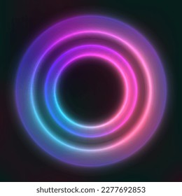 Glowing abstract background, round frame of circles, geometric shapes, wallpaper. Vector template for your design