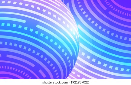 Glowing abstract background with striped spheres. Vector illustration EPS10.