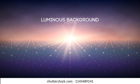 Glowing abstract background. Sunset in the sky. EPS 10 vector illustration.