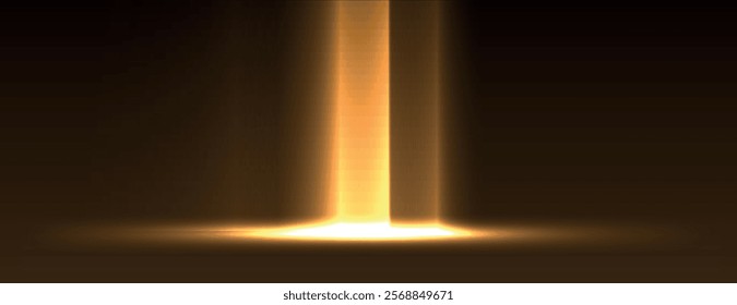 A glowing, abstract background with warm, golden tones. The background features smooth, vertical light beams in a golden, radiant texture. Neon light background vector. Gold background.