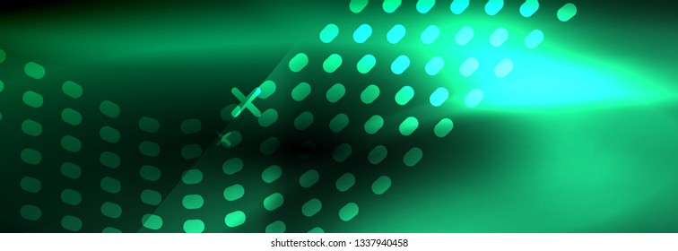 Partículas azules brillantes se ondean en movimiento oscuro y brillante, Navidad y Año Nuevo mágico luz espacial. Fondo abstracto Vector Techno