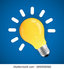 Glowing abstract bulb on blue background - vector illustration