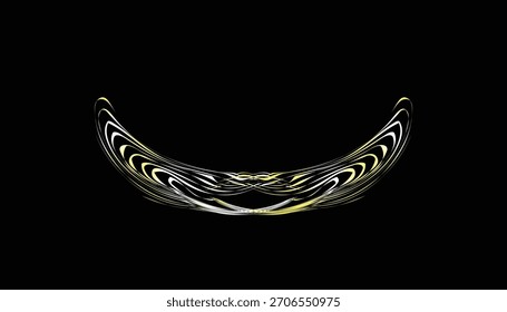 Glowing abstract crescent arc with bright spherical orb lights