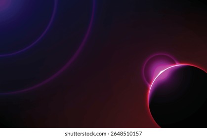 Planeta digital abstrato brilhante no espaço sideral com luz neon, estrelas, galáxia, energia cósmica e esfera celeste para a exploração espacial futurista, astronomia, ciência do universo e tecnologia global.