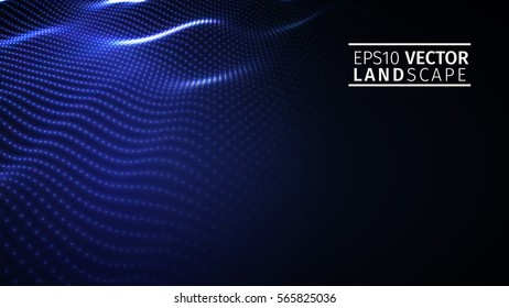 glowing abstract digital wave particles. Futuristic vector illustration. HUD element. Technology concept. Abstract background.