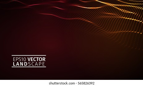 glowing abstract digital wave particles. Futuristic vector illustration. HUD element. Technology concept. Abstract background.