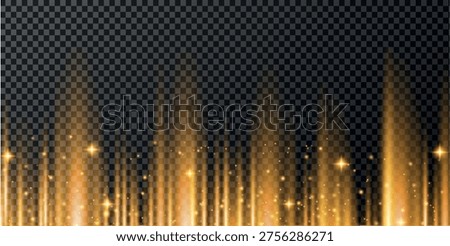 glowing abstract golden lines, star twinkling and dust illuminating speed lines, starlight on twinkling lines, glowing pillars illuminated by starlight, vector image ストックフォト © 
