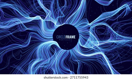 Red Neuronal Abstractas Brillante Con Núcleo De IA, Simulando Conexiones Cerebrales Digitales Y Flujo De Tecnología Sobre Fondo Oscuro. Concepto futurista. Ilustración vectorial.