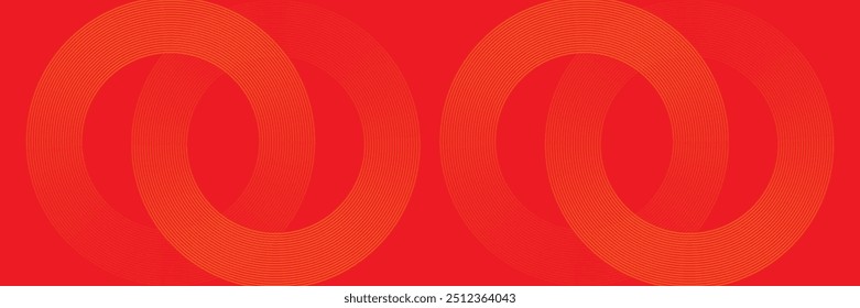 Glowing abstract orange geometric lines on red background. Modern shiny orange circle lines pattern. vektor