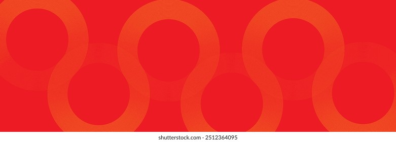 Glowing abstract orange geometric lines on red background. Modern shiny orange circle lines pattern. vektor
