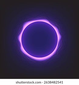 Glowing abstract purple circle with particle light effects on dark background, suitable for sci-fi, digital art, or modern tech designs.