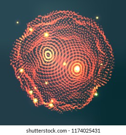 Glowing Abstract Sphere Vector. 3D Particles. Technology Concept. Illustration
