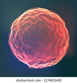 Glowing Abstract Sphere Vector. Cyber Music. Light Effect. Illustration