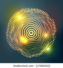 Glowing Abstract Sphere Vector. Illuminated Distorted Sphere. Illustration
