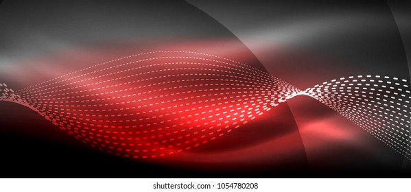 Ola abstracta brillante en movimiento oscuro y brillante, luz espacial mágica. Fondo abstracto Vector Techno