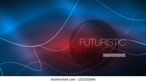 Brillante ola abstracta en movimiento oscuro y brillante, Navidad y Año Nuevo mágico luz espacial. Fondo abstracto Vector Techno