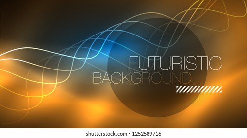 Brillante ola abstracta en movimiento oscuro y brillante, Navidad y Año Nuevo mágico luz espacial. Fondo abstracto Vector Techno