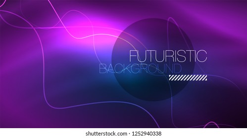 Glowing abstract wave on dark, shiny motion, Christmas and New Year magic space light. Vector techno abstract background