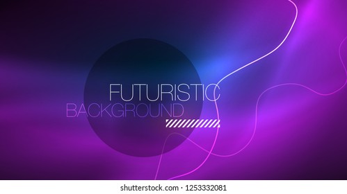 Glowing abstract wave on dark, shiny motion, Christmas and New Year magic space light. Vector techno abstract background