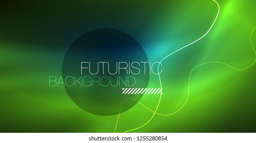 Brillante ola abstracta en movimiento oscuro y brillante, Navidad y Año Nuevo mágico luz espacial. Fondo abstracto Vector Techno