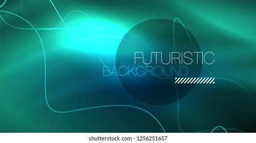 Glowing abstract wave on dark, shiny motion, Christmas and New Year magic space light. Vector techno abstract background