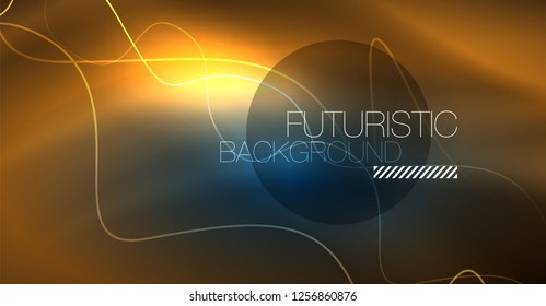 Glowing abstract wave on dark, shiny motion, Christmas and New Year magic space light. Vector techno abstract background