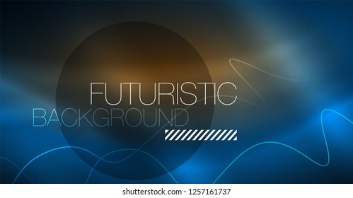 Glowing abstract wave on dark, shiny motion, Christmas and New Year magic space light. Vector techno abstract background