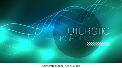 Brillante ola abstracta en movimiento oscuro y brillante, Navidad y Año Nuevo mágico luz espacial. Fondo abstracto Vector Techno