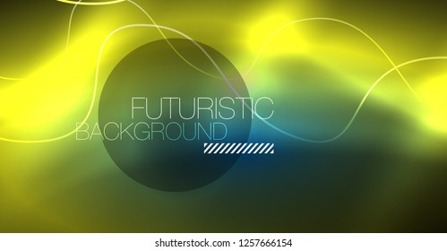 Glowing abstract wave on dark, shiny motion, Christmas and New Year magic space light. Vector techno abstract background
